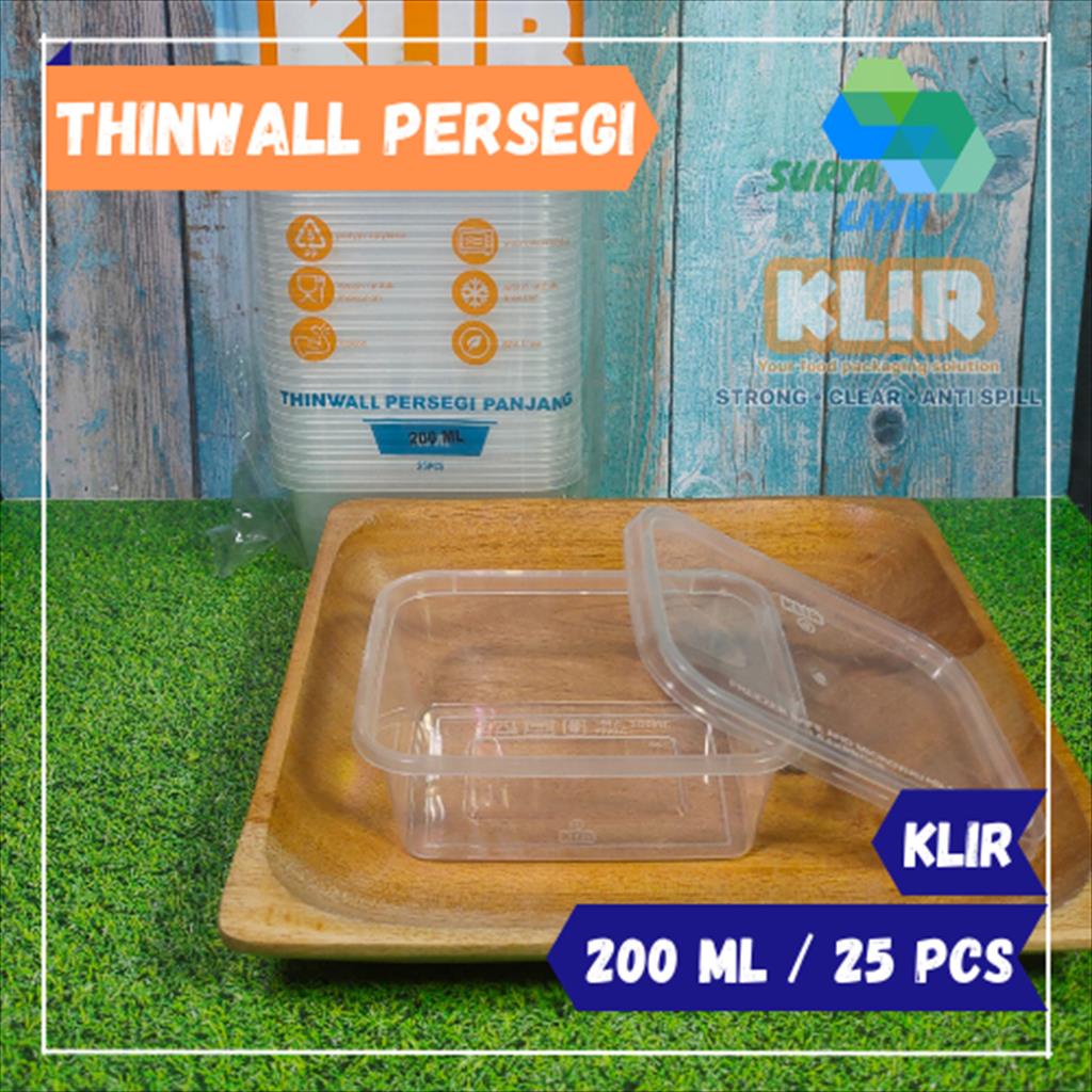 Jual Thinwall Kotak Makan Food Container Persegi Panjang 200 Ml Klir