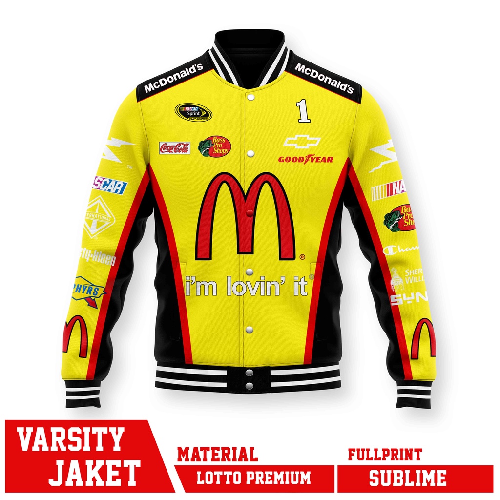 Jual VARSITY JACKET RACING NASCAR MCD YELLOW I'M LOVIN' IT Shopee