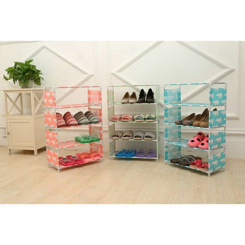 Jual Rak sepatu 5 susun kain motif / polos | Shopee Indonesia