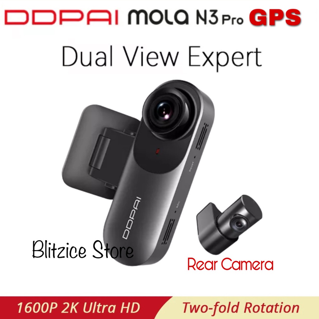 DDPAI N3 Pro GPS, Front 1600P & Rear 1080P