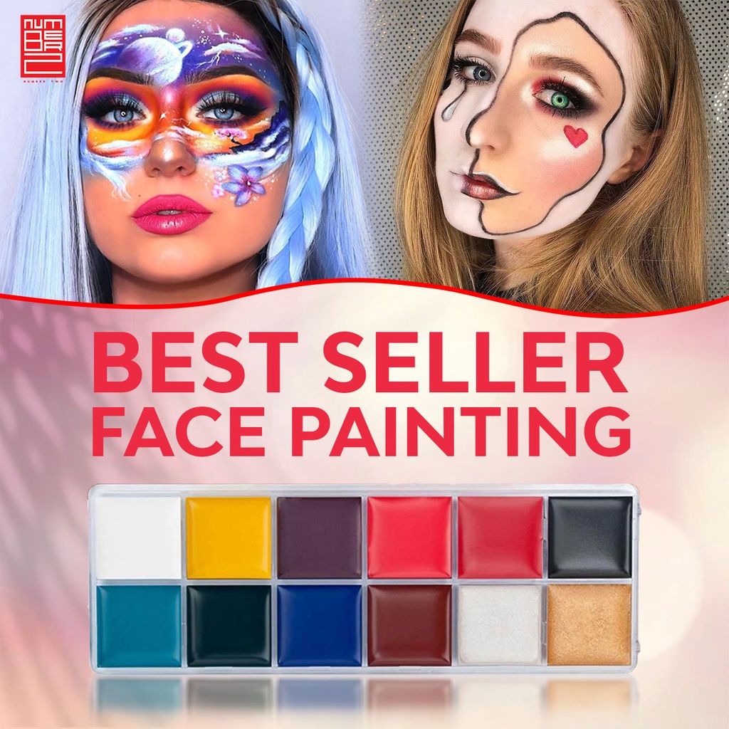 Jual Face body painting art make up halloween 12 color oil base murah ...