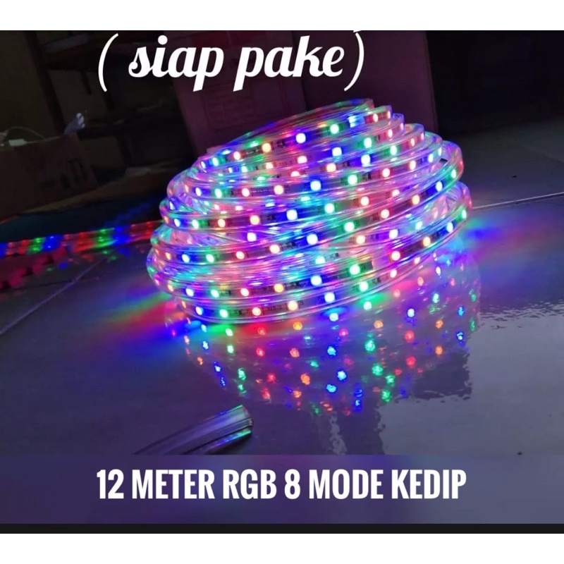 Jual Led Strip RGB 12 Meter Lampu selang 8 mode Runing | Shopee Indonesia