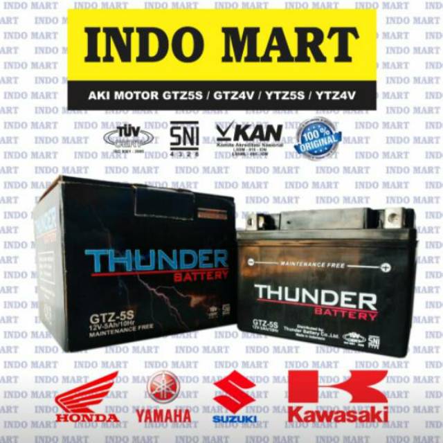 (R.GTZ5S) Aki Motor Kering GTZ5S 5Ah Alt. GTZ4V YTZ5S YTZ4V MTZ5S HONDA Beat Vario Scoopy Revo YAMAHA Mio (R.GTZ5S)