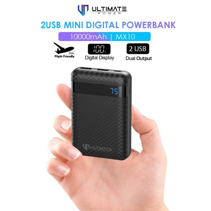Jual Ultimate Power 2USB Mini Digital Powerbank 10000mAh MX10 garansi ...