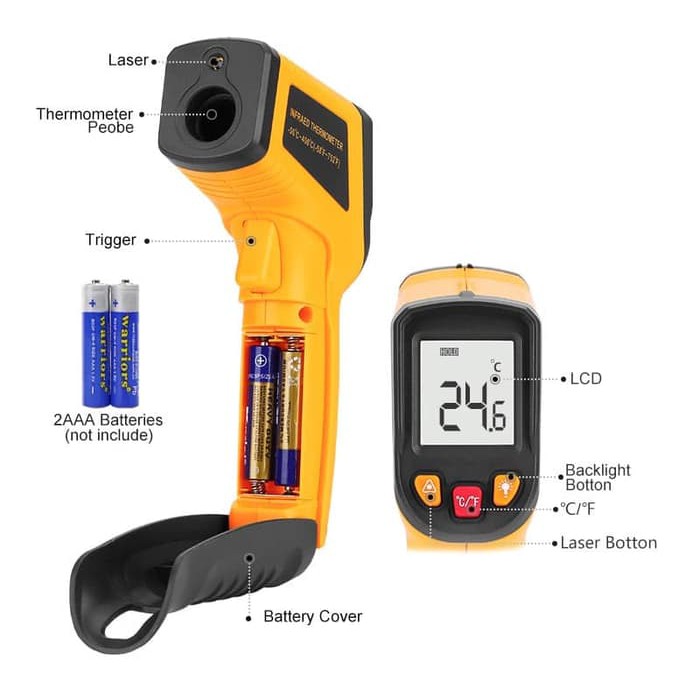 Jual Thermometer Laser Infrared Termometer Non Contact Pengukur Suhu ...