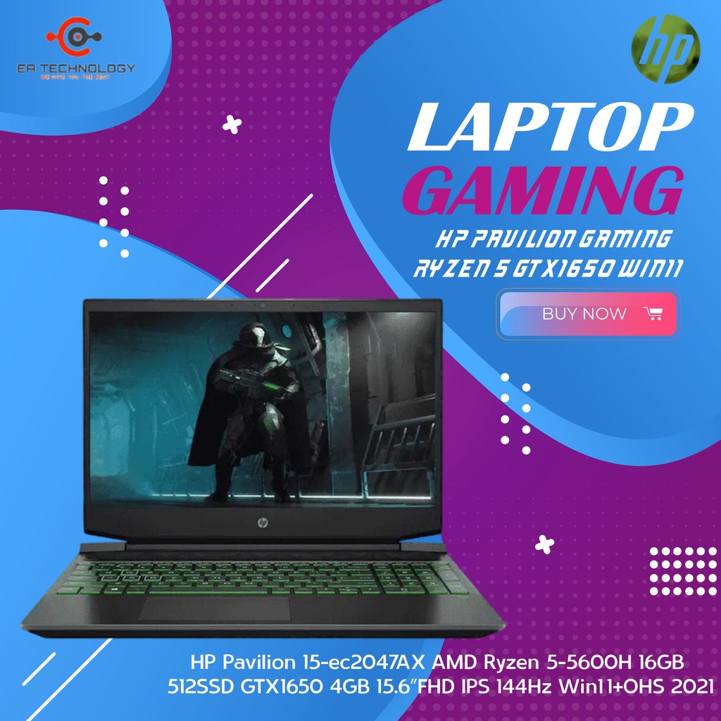 Jual Hp Pavilion Gaming 15 Ec2047ax Ryzen 5 5600h 16gb 512ssd Gtx1650 Win11 Shopee Indonesia 3586