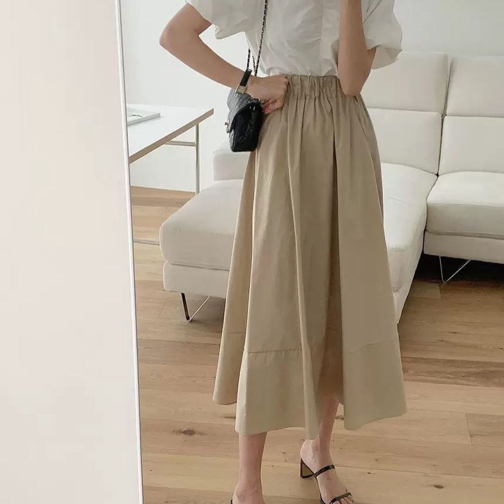 Jual Rok Midi 7/8 A Line Korean Style - Bawahan Skirt Wanita Jumbo ...