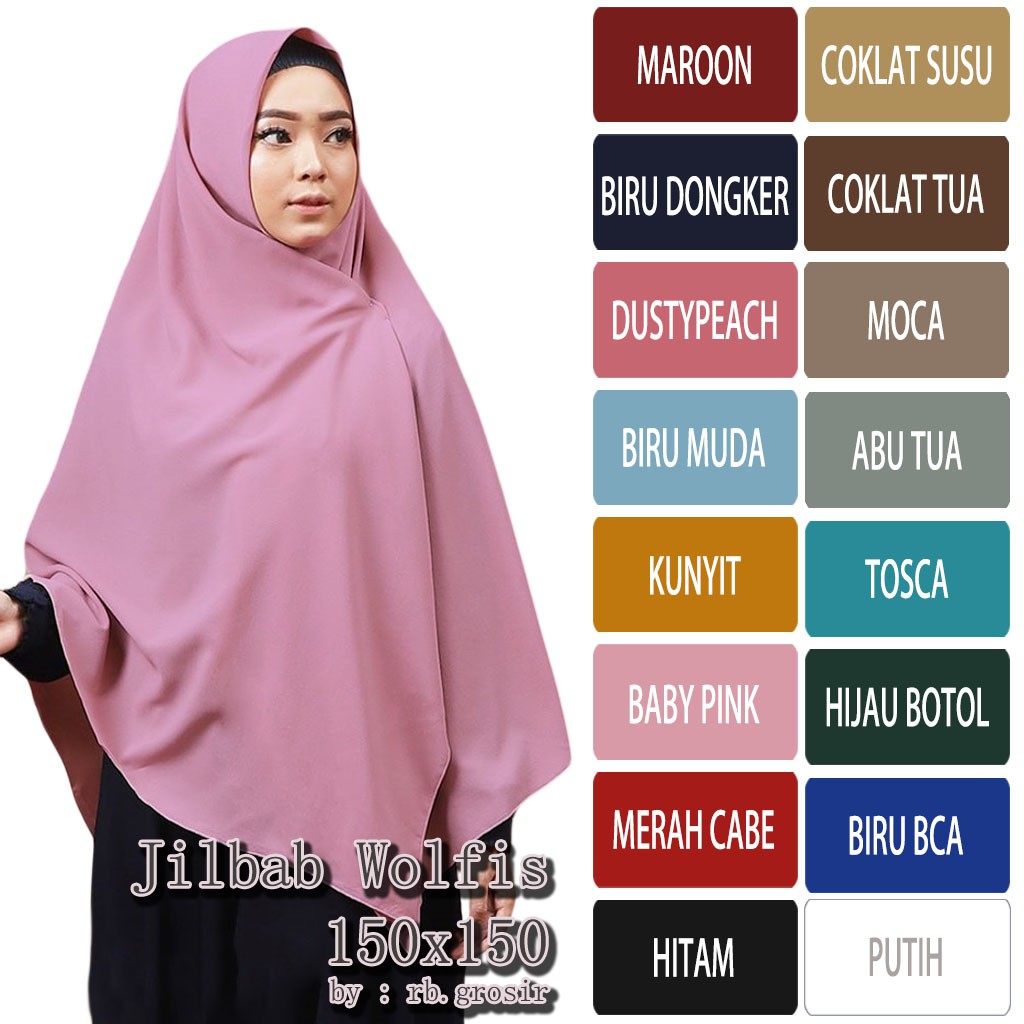 Jual Jilbab Syari Wolfis 150x150 Kerudung Segi Empat Hijab Jumbo Grade Original Shopee Indonesia 9021