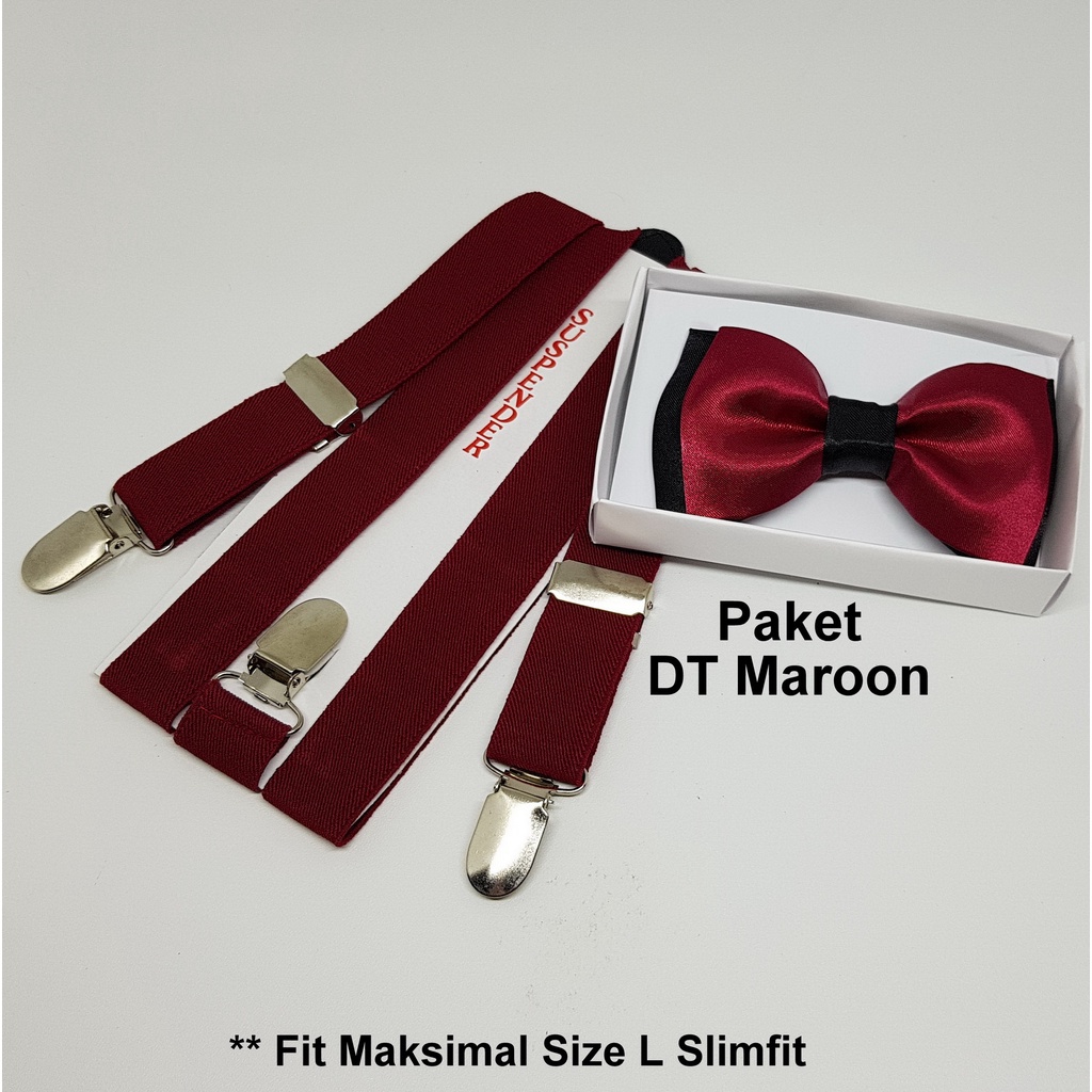 Jual Paket Suspender dan Dasi Kupu Kupu Duo Tone - Dua Warna - Untuk