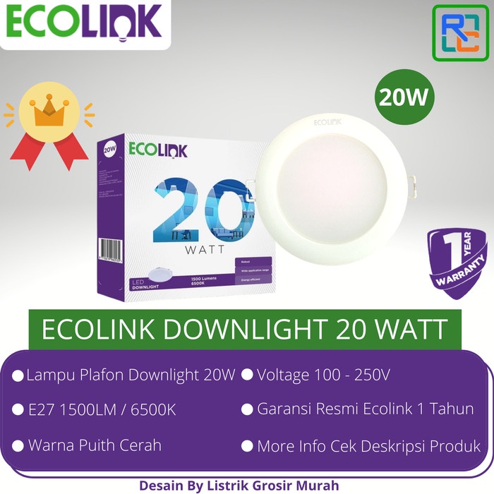 Jual Produk Lampu Plafon Ecolink Led Downligth W Cool White Terbatas