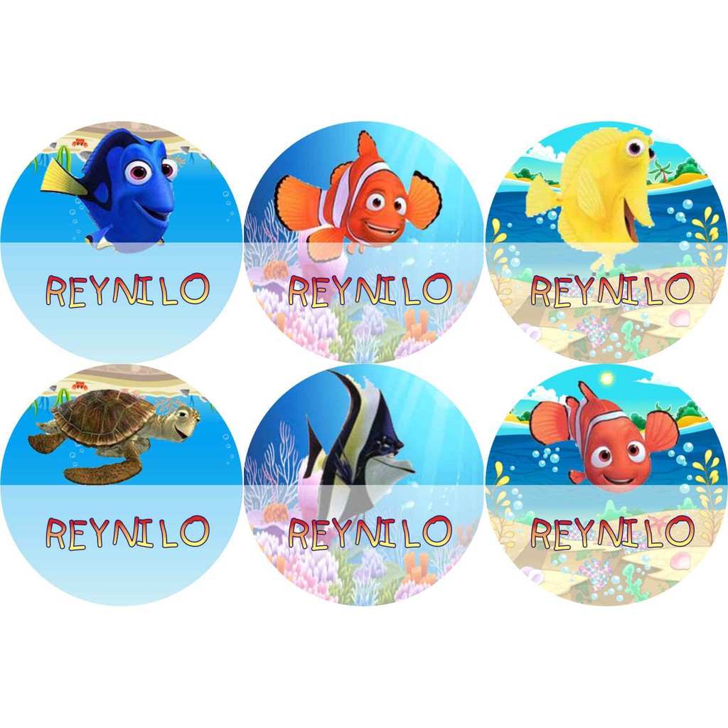 Jual STIKER LABEL NAMA WATERPROOF CIRCLE NEMO | Shopee Indonesia