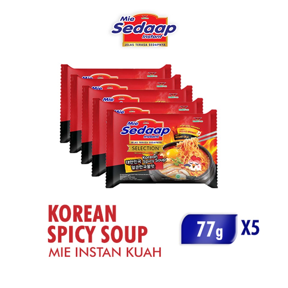 Jual Sedaap Mie Instan Korean Spicy Soup Bag 77 Gr X5 Shopee Indonesia 