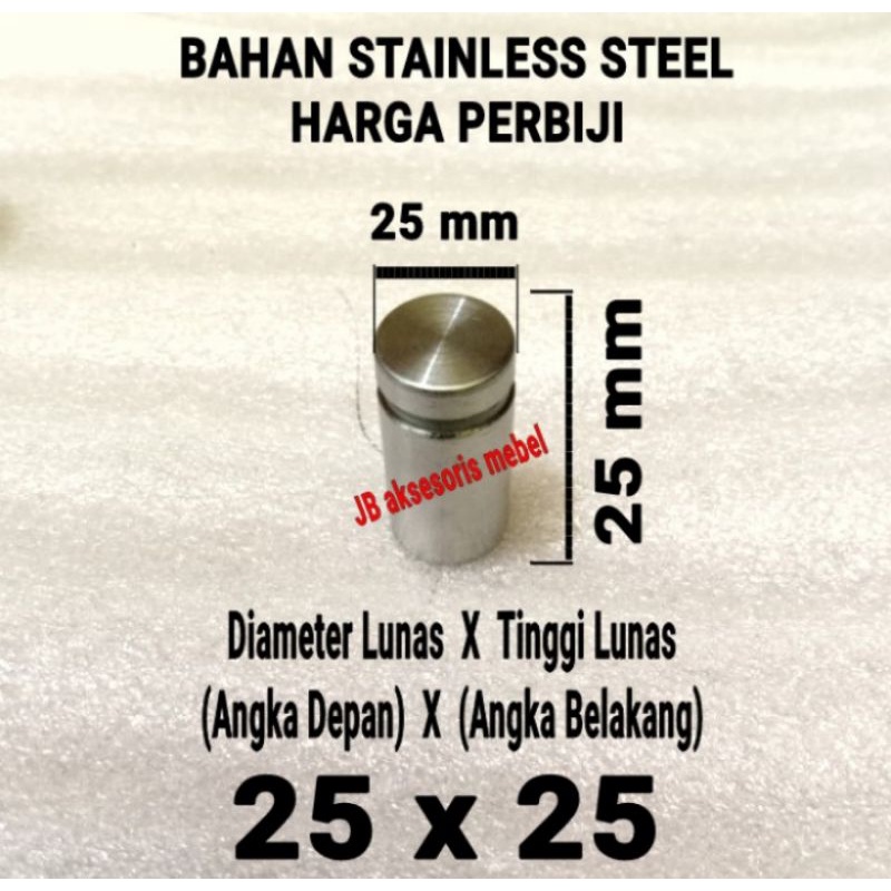 Jual Pen Iklan 25 X 25 Stainless / Baut kaca Akrilik / Sign Board ...