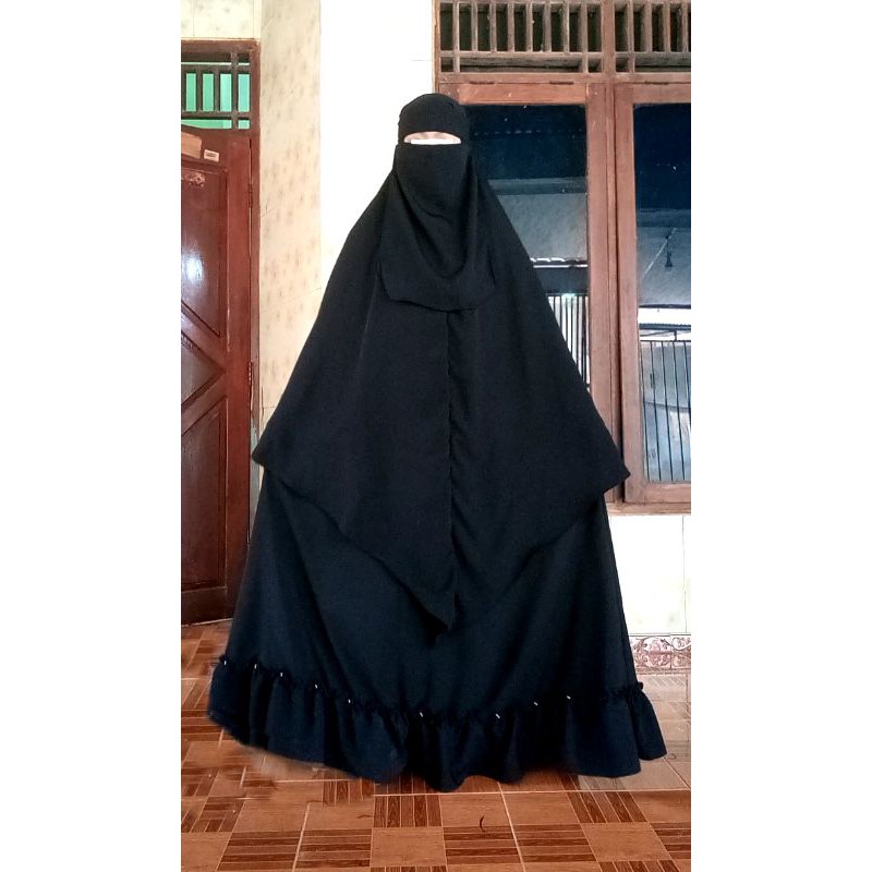 Jual Set Gamis Rampel Mutiara Khimar Cadar Wolfis Grade A Premium ...