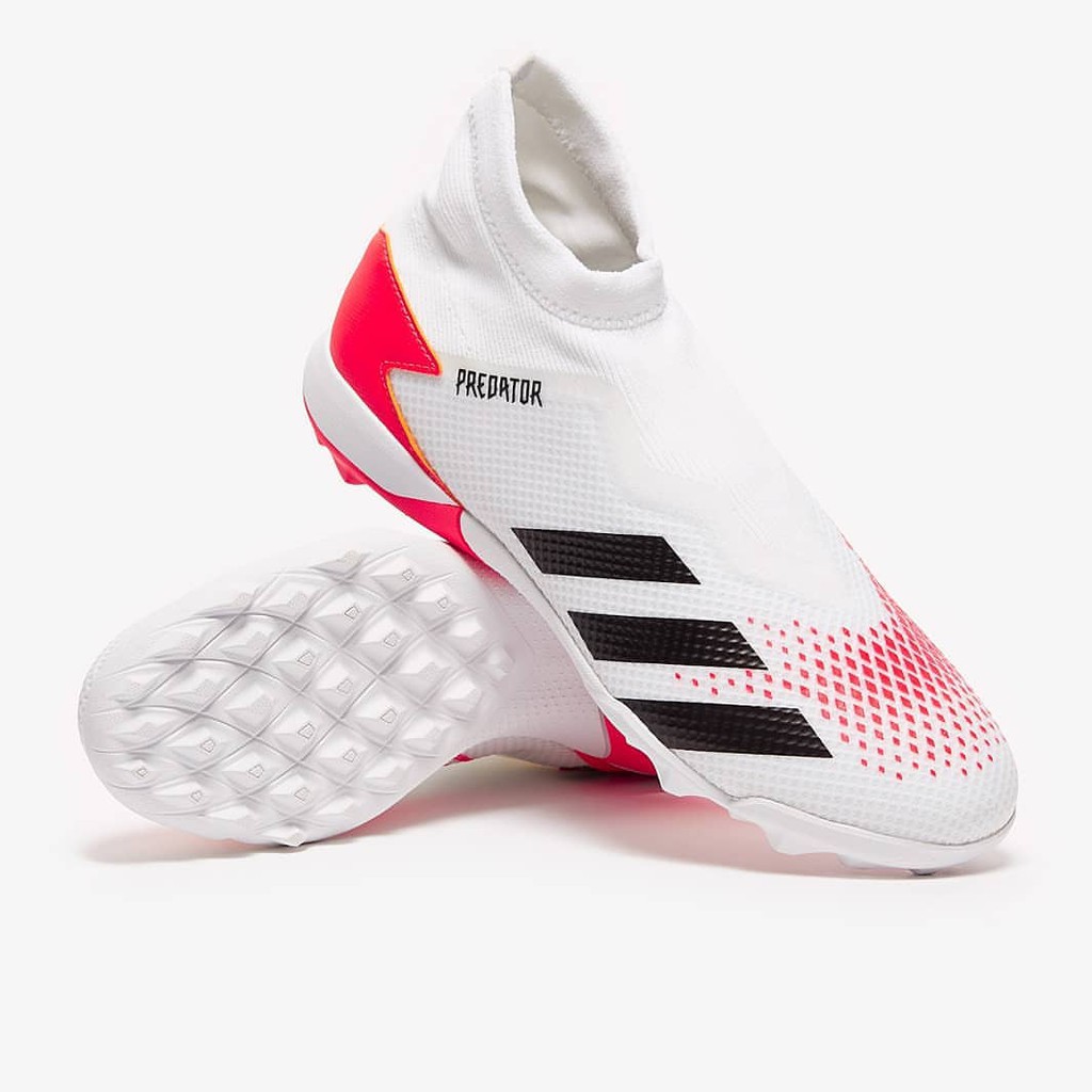 SEPATU FUTSAL MURAH SUPPLIER MODERN TERBARU Adidas Predator 20.3 Laceless White Core Black Pop TURF