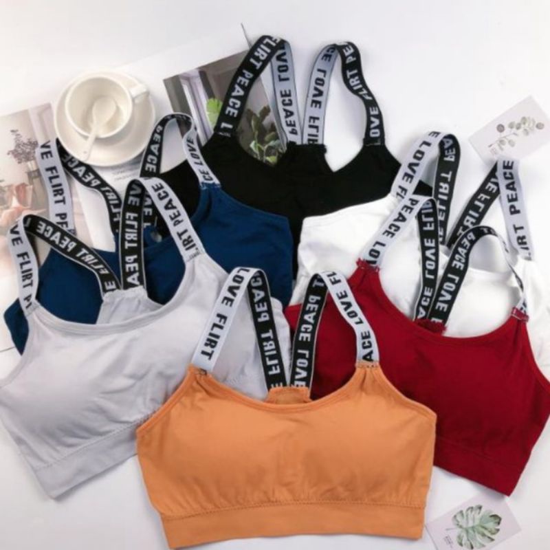 Jual Bra Sport Brallete Import Flirt Peace Love BRF 002 Shopee