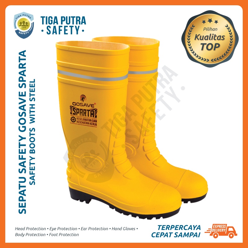 Jual Sepatu Boot Safety Rubber Gosave Sparta With Steel Toe Ujung Besi