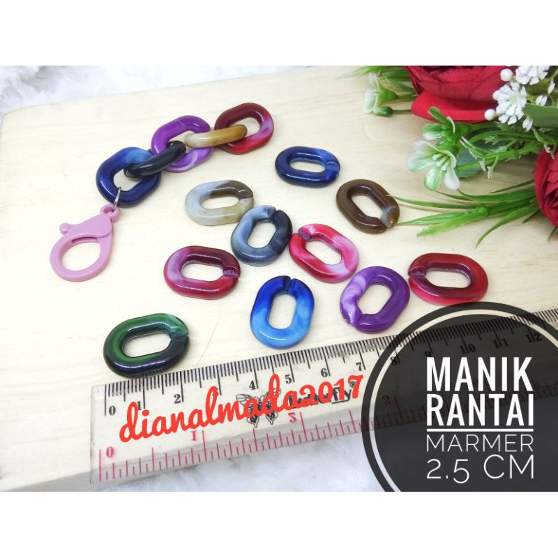 Jual (25 pcs) manik mote rantai marmer | Shopee Indonesia
