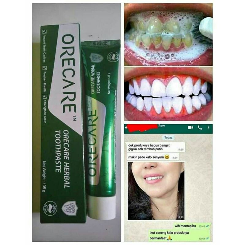 Jual TOOTHPASTE ORECARE herbal (Pasta gigi 100 persen herbal) Shopee