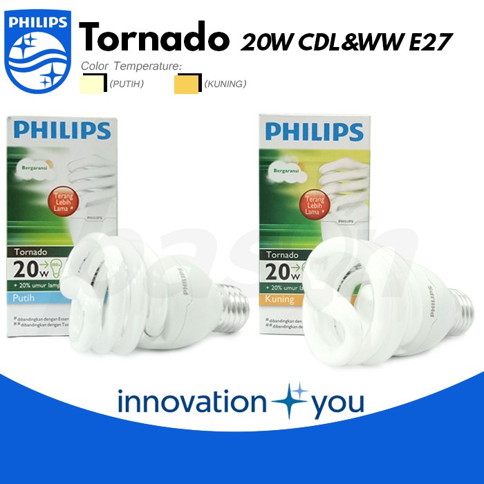 Jual PHILIPS Tornado 20W | Lampu Spiral Hemat Energi | E27 | Cahaya ...