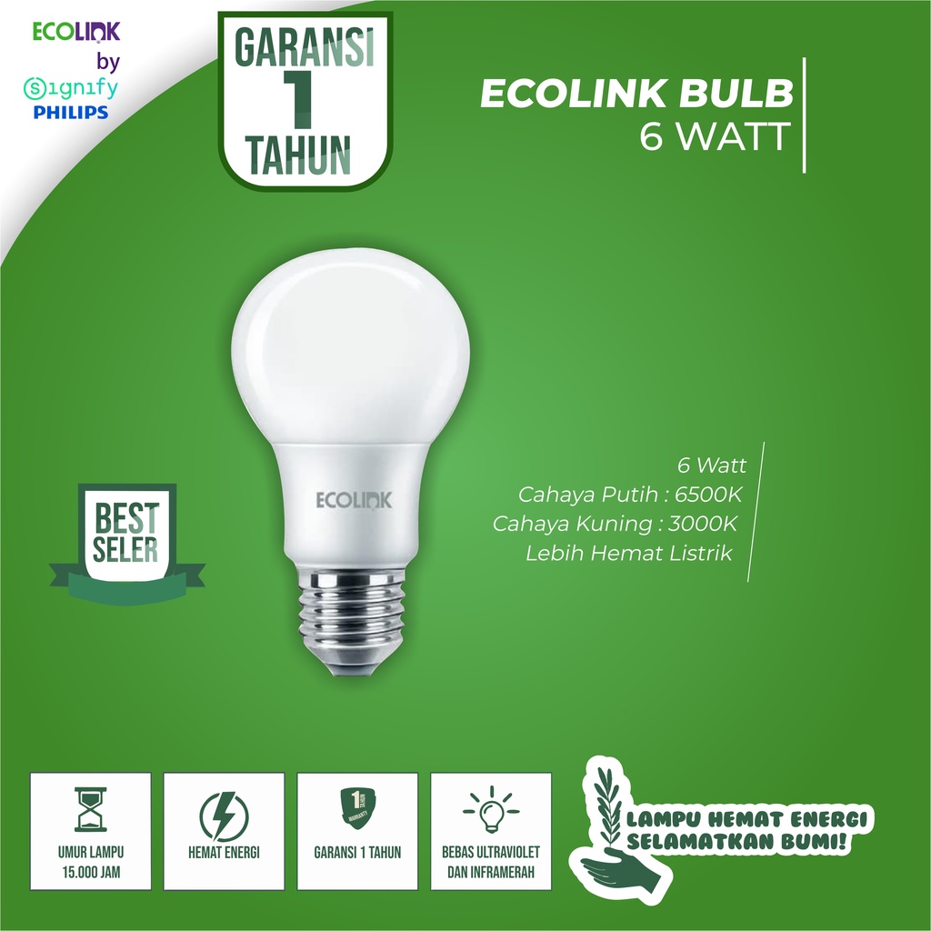 Jual Lampu Bohlam Led Watt W Ecolink Garansi Tahun Super Terang Shopee Indonesia