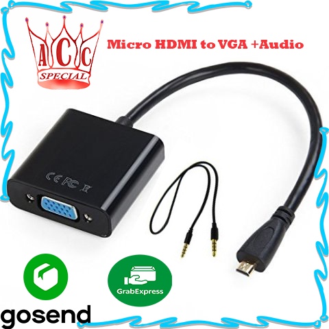 Jual Adapter micro HDMI to VGA PLUS Audio Converter | Shopee Indonesia