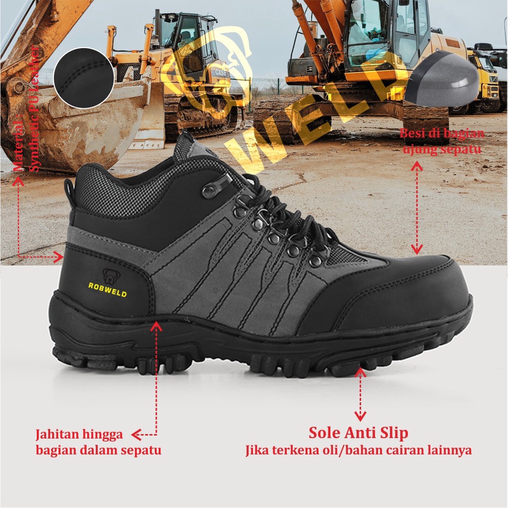 Jual Sepatu Safety Boots Pria Sepatu Safety Ujung Besi Kerja Lapangan Sepatu Safety Pria