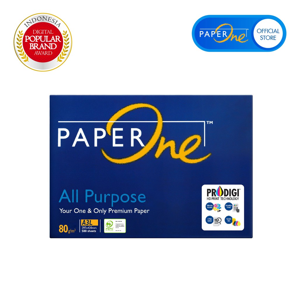 PaperOne Kertas A3 80gr All Purpose 1 Rim (500 lembar) Kertas HVS A3 Kertas Fotocopy (2)