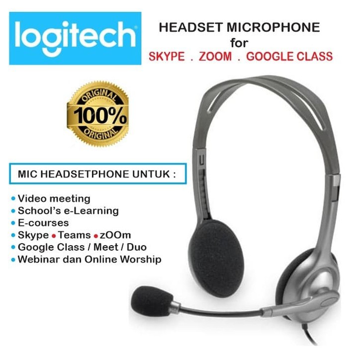 Jual Mic Headphone Headset Logitech Skype. zOOm.Google Class. Video ...