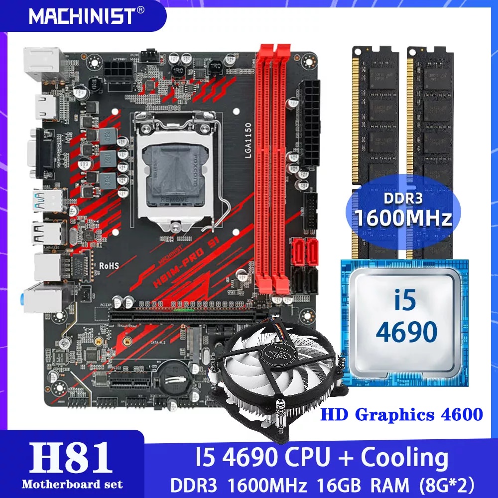 Jual PREORDER MACHINIST H81 Motherboard LGA 1150 Kit Set With Intel I5 ...