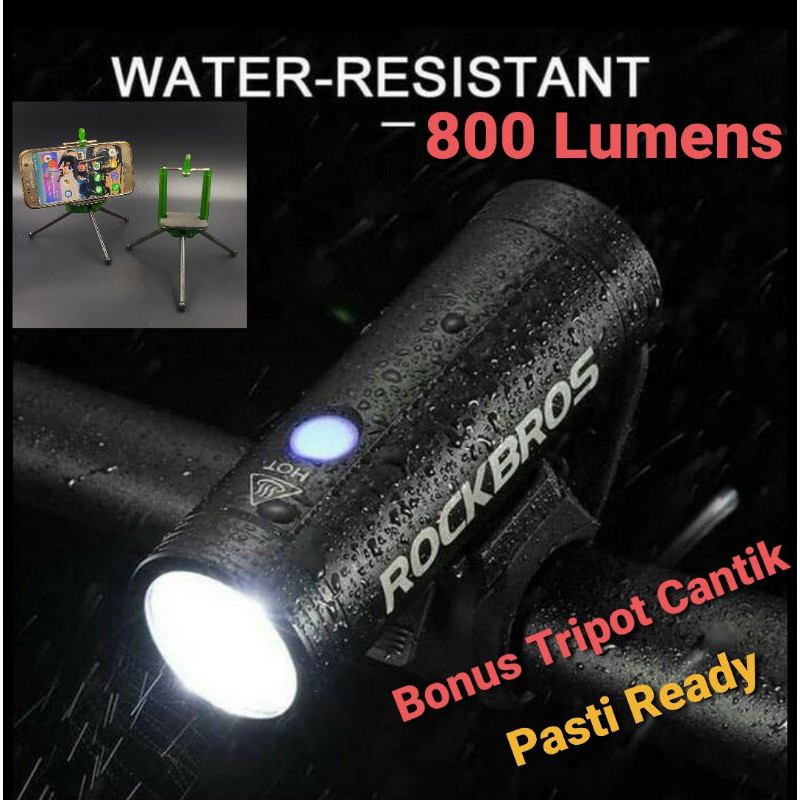 Jual Lampu sepeda led ROCKBROS R1800 Bike Light 800 LM 800 lumen