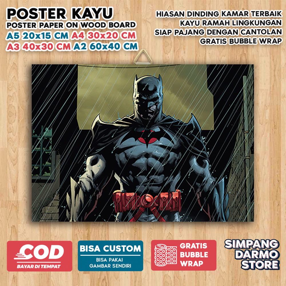 Jual Poster Kayu Dark Aesthetic Batman Tema Superhero Dc Pahlawan Super Hero Justice Leguea 2951