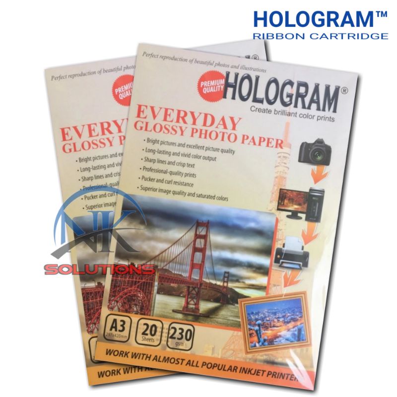 Jual Glossy Photo Paper Hologram A3 230 Gsm Kertas Foto Glosy Isi 20