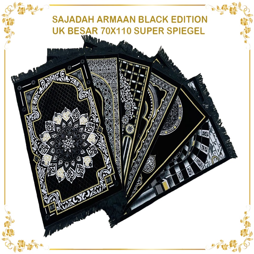 Jual Sajadah Turki Bludru Dasar Hitam Sajadah Tebal Ukuran 70 X 110 Cm ...