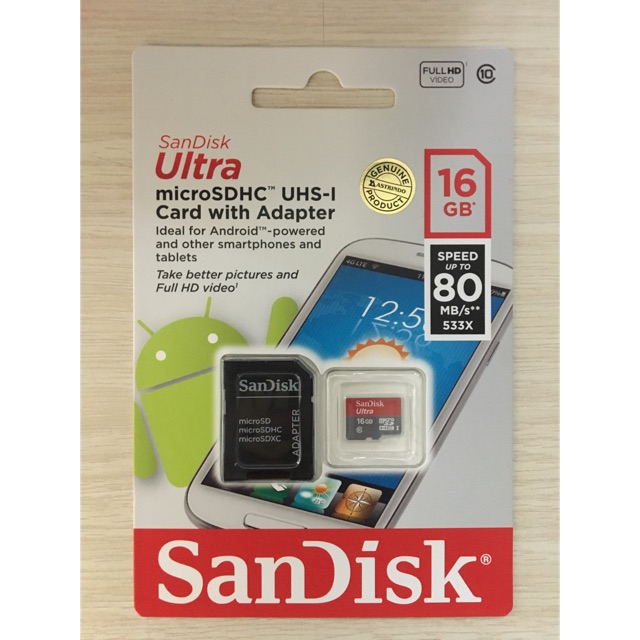 Jual Sandisk Ultra 16GB 80MB/s MicroSDHC UHS-I Card With Adapter ...