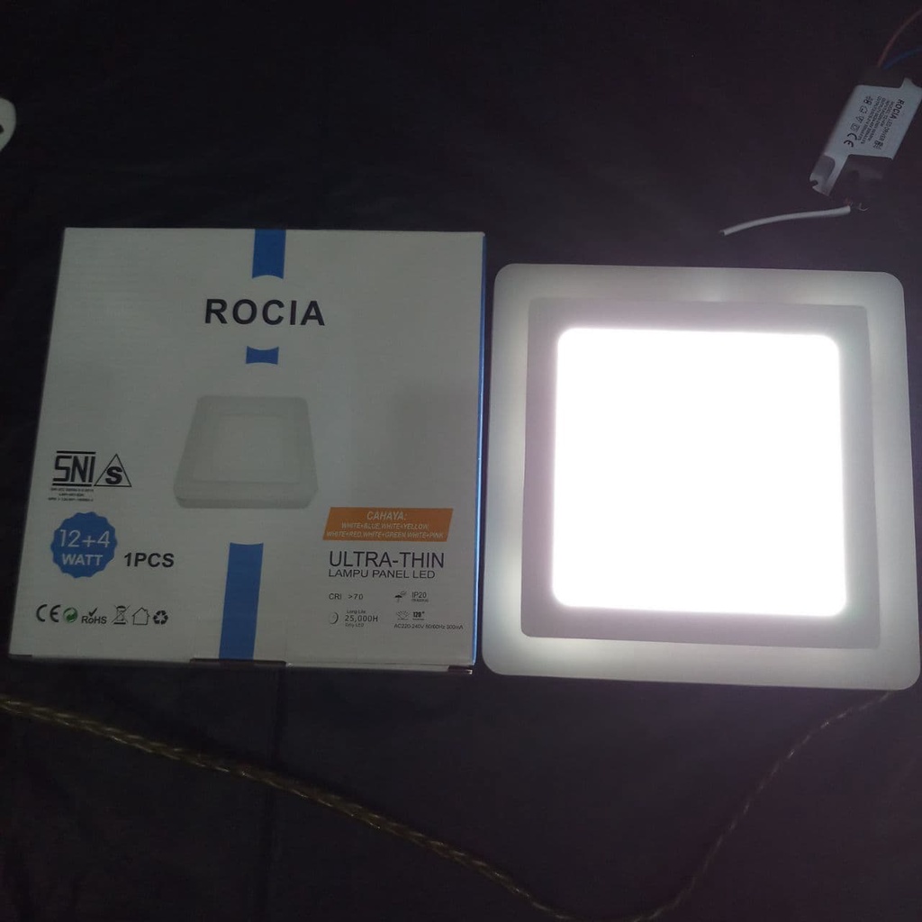 Jual DOWNLIGHT LED PANEL ROCIA 12+4 WATT (16 W) OB KOTAK PUTIH BIRU ...