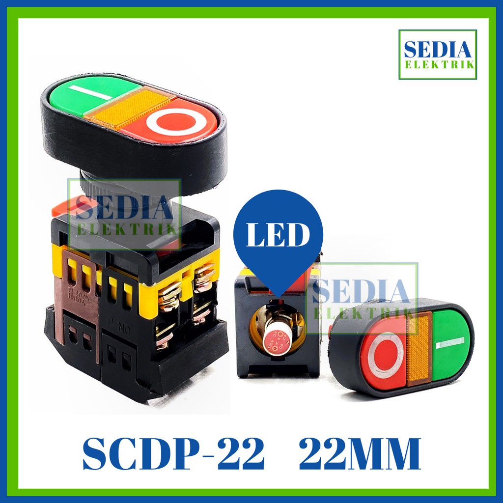 Jual Double Push Button Momentary LED 1NO 1NC SCDP-22SCDP 22MM | Shopee ...
