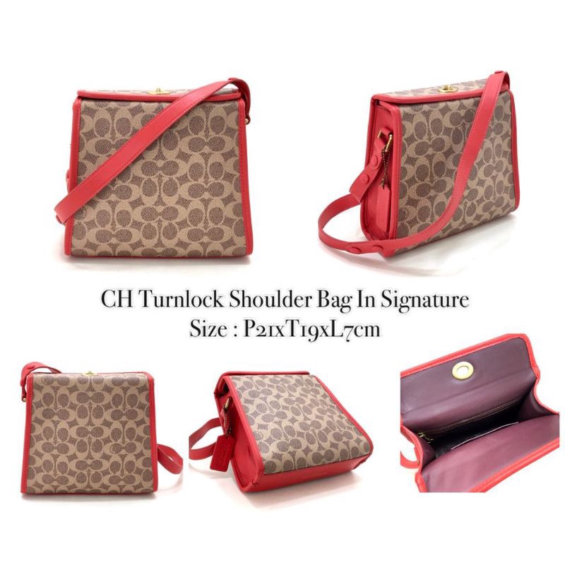 Jual Coach Turnlock Shoulder Bag In Signature Shopee Indonesia