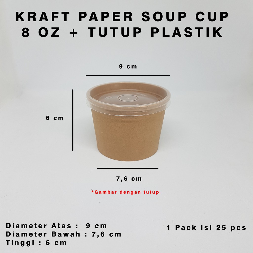 Jual Kraft Paper Soup Cup 8 Oz + Tutup Plastik Food Grade | Shopee