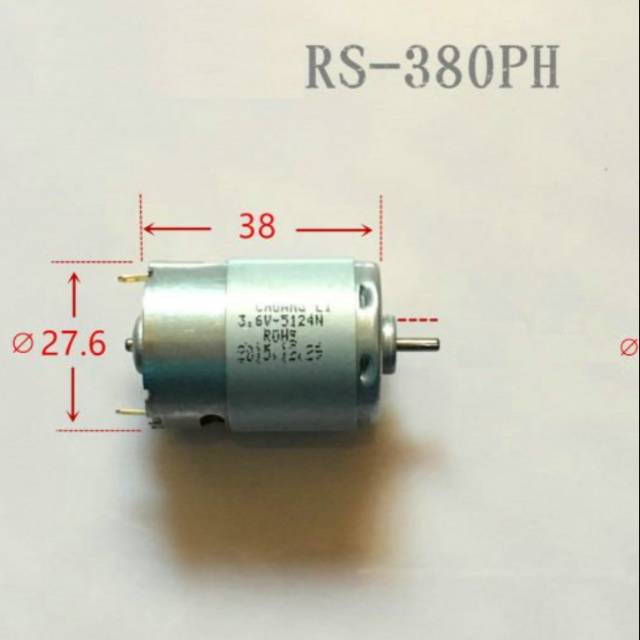 Jual Dinamo dynamo RS380PH motor DC 3,6v speed 12.000 RPM 0,92 A shaft