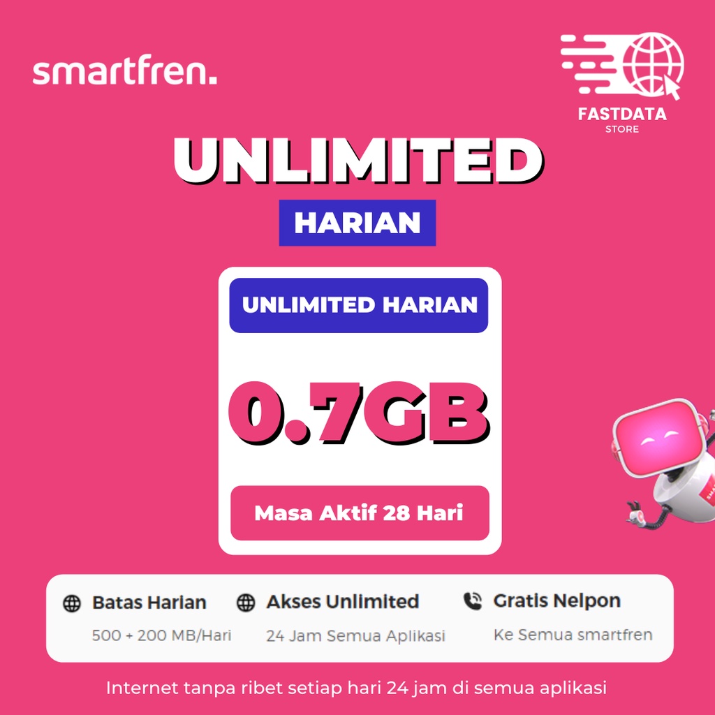 Jual PAKET DATA SMARTFREN UNLIMITED HARIAN, UNLIMITED NONSTOP & VOLUME ...