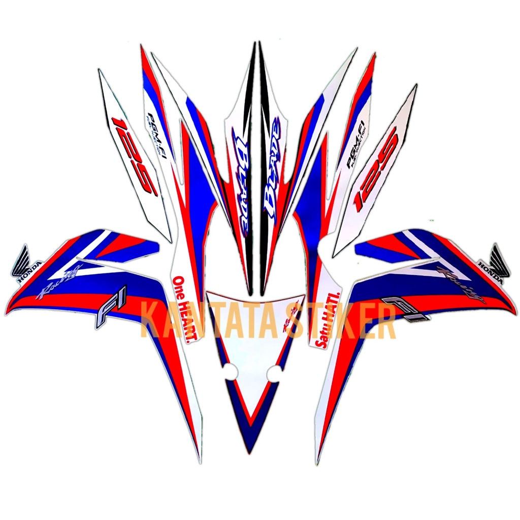 Jual Stiker Striping Motor Honda Blade Racing 2015 Fi Merah Putih Biru ...