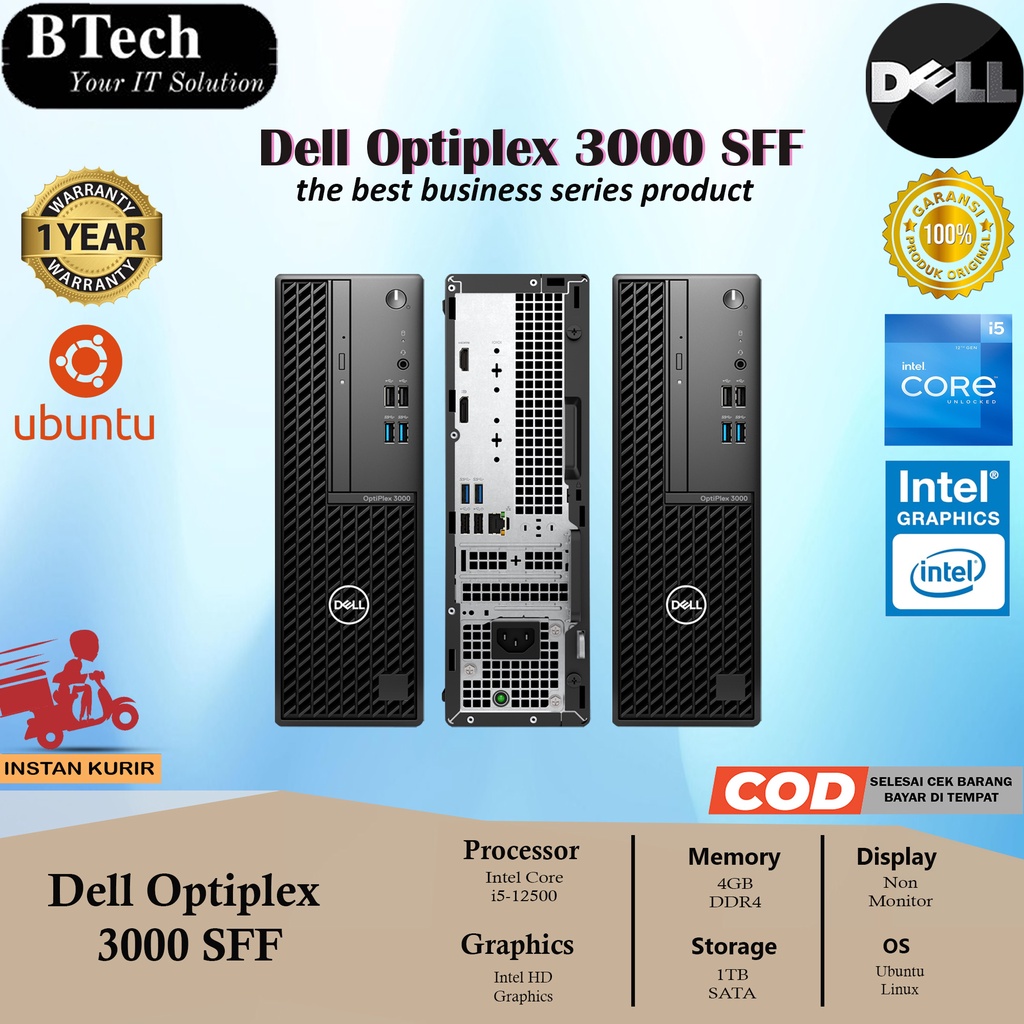 Jual PC Dell Optiplex 3000 SFF Intel Core i5-12500 4GB 1TB DVDRW DOS ...