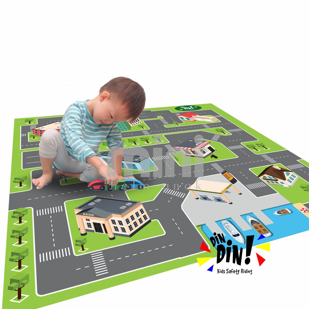 Jual Dindin City Map PlayMat Alas Mainan Mobil Kereta Anak Anti Air