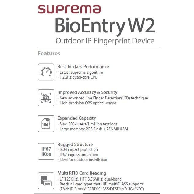 Jual Suprema BioEntry W2 Out Door IP Finger Print | Shopee Indonesia