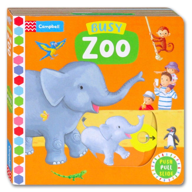 Jual [Campbell] Busy Zoo Push Pull Slide Board Book (COVER BARU