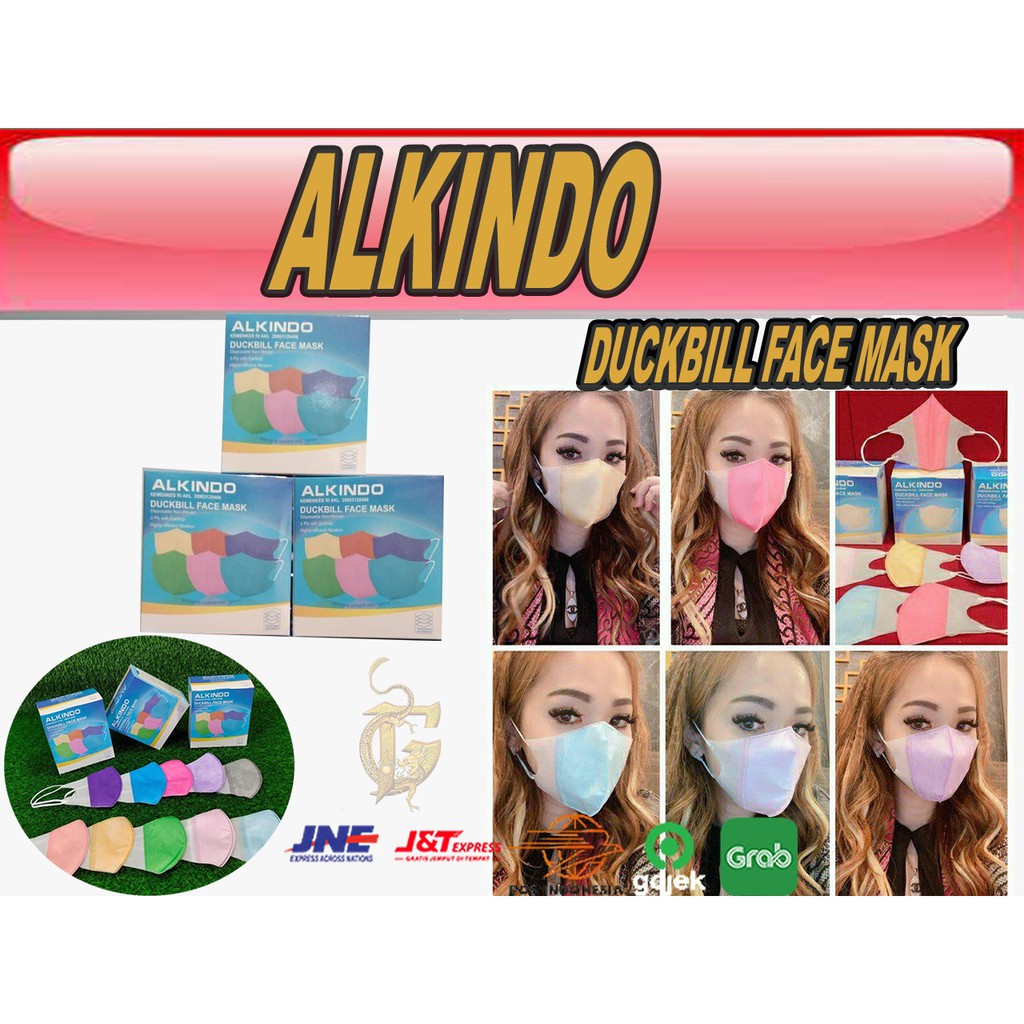 Jual Masker Duckbill ALKINDO Warna Surgical Mask KEMENKES Medis 1Box ...