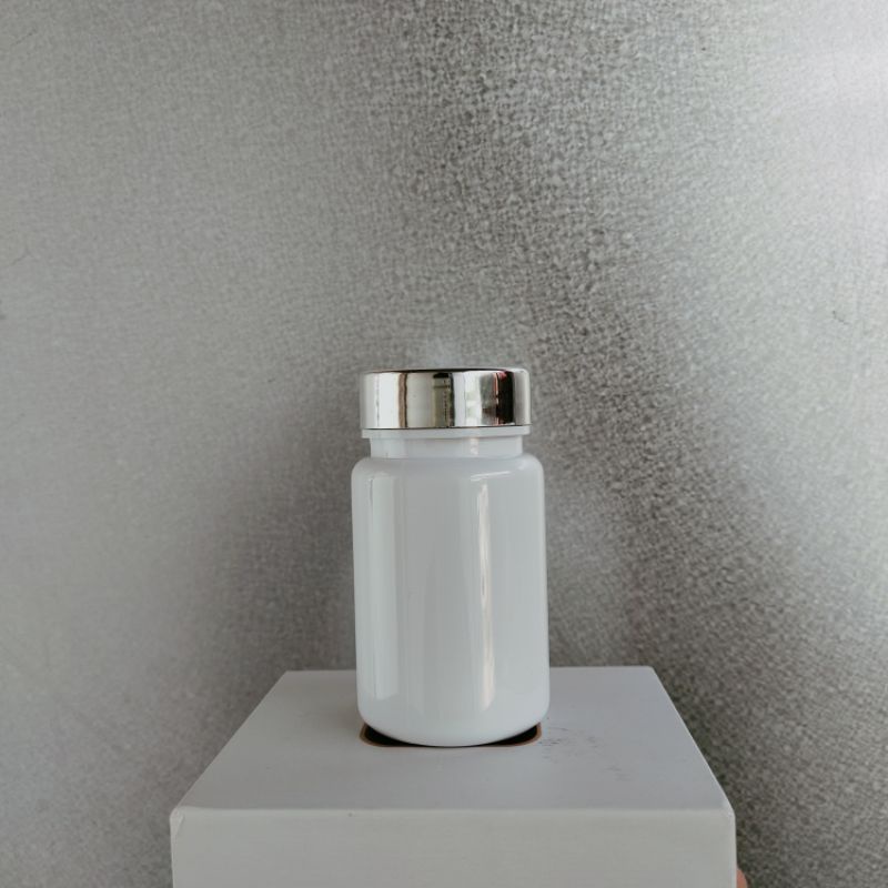Jual Botol kapsul isi 30 putih tutup silver / botol 100ml + Plug Inner ...