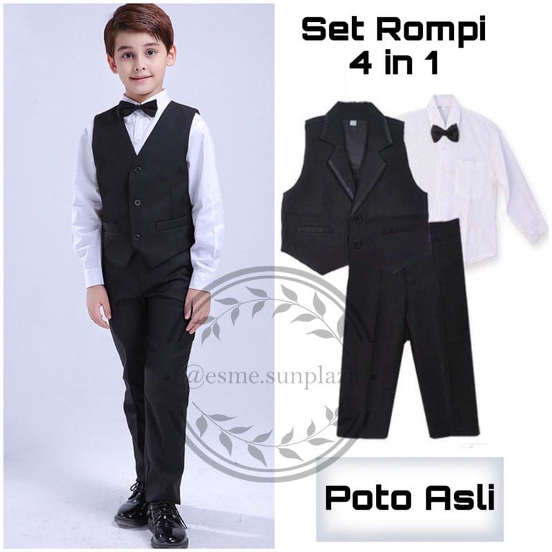 Jual PHOTO PRODUCT ASLI PROMO SETELAN / SET 4 in 1 JAS ROMPI HITAM ANAK ...