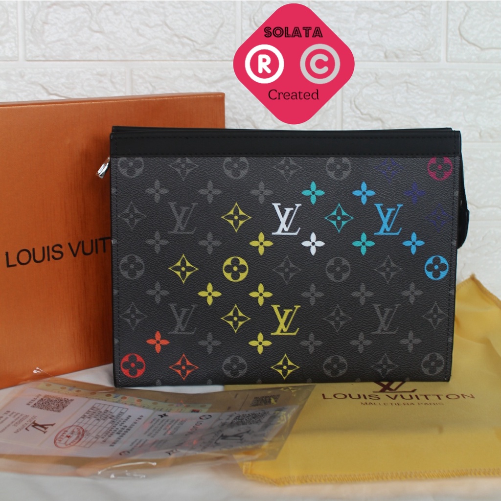 Jual Pouch bag louis vuitton import handbag pria wanita branded clutch lv